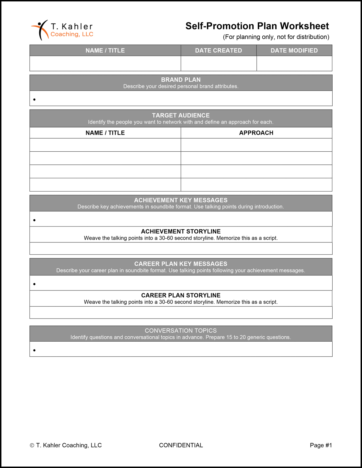 Forms and Worksheets - T. Kahler Coaching, LLC