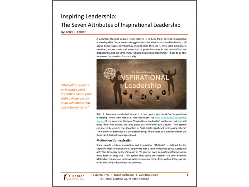 Inspirational Leadership Article in PDF