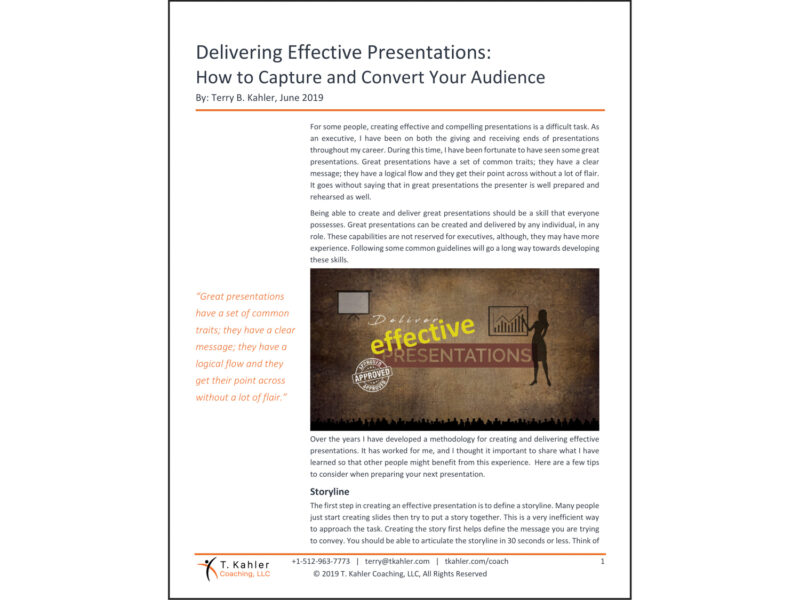 Delivering Effective Presentations Article in PDF