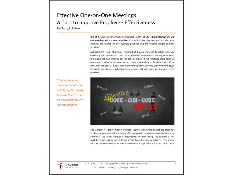 Effective One-On-One Meetings Article in PDF