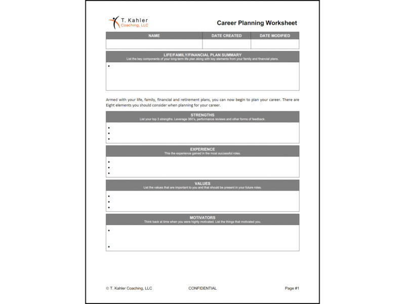 Career Planning Worksheet
