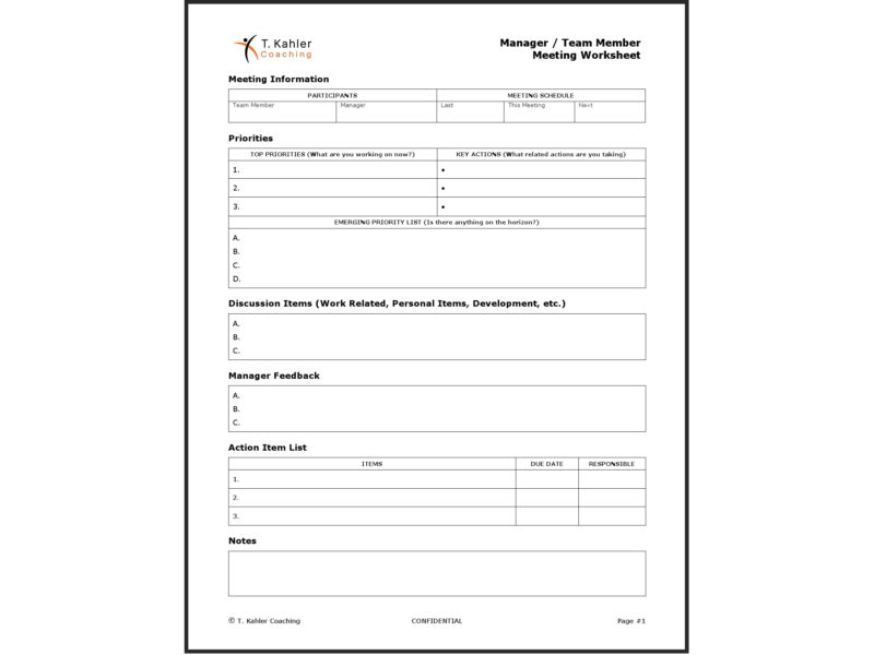 One-on-One Worksheet