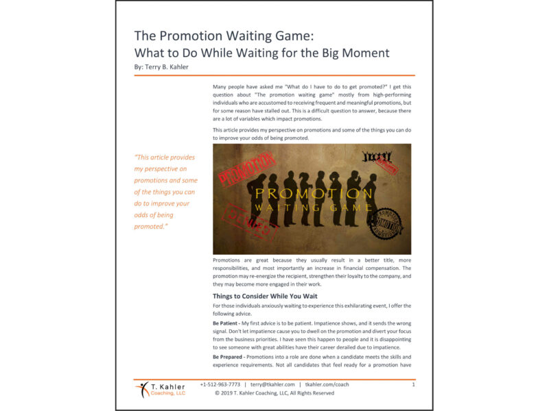 The Promotion Waiting Game Article in PDF